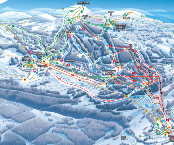 Pistekaart skigebied Hafjell